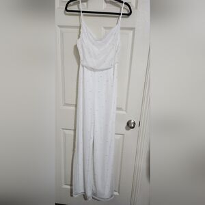 Fashion Nova White Beaded Junpsuit
